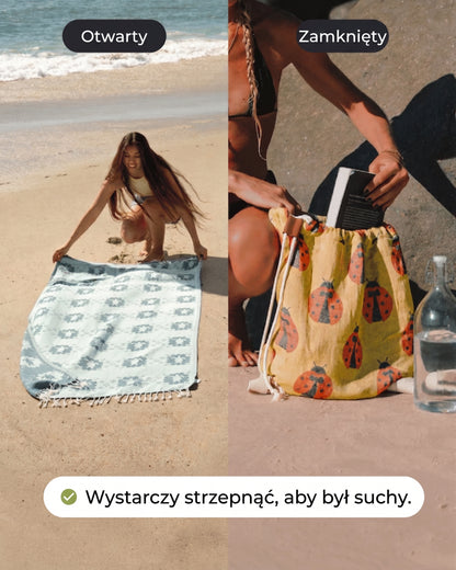 Ręcznik plażowy, który nie zbiera piasku i ukrywa Twoje najważniejsze rzeczy